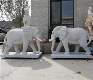 Life Size Marble Elephant Sculpture Animal Sculptures