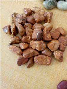 Natural Stone Wooden Color Gravels and Pebbles