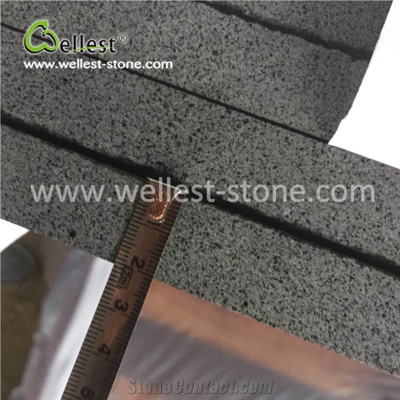 Black Dark Grey Honed Basalt Flooring Tile for Holtel Office Tower