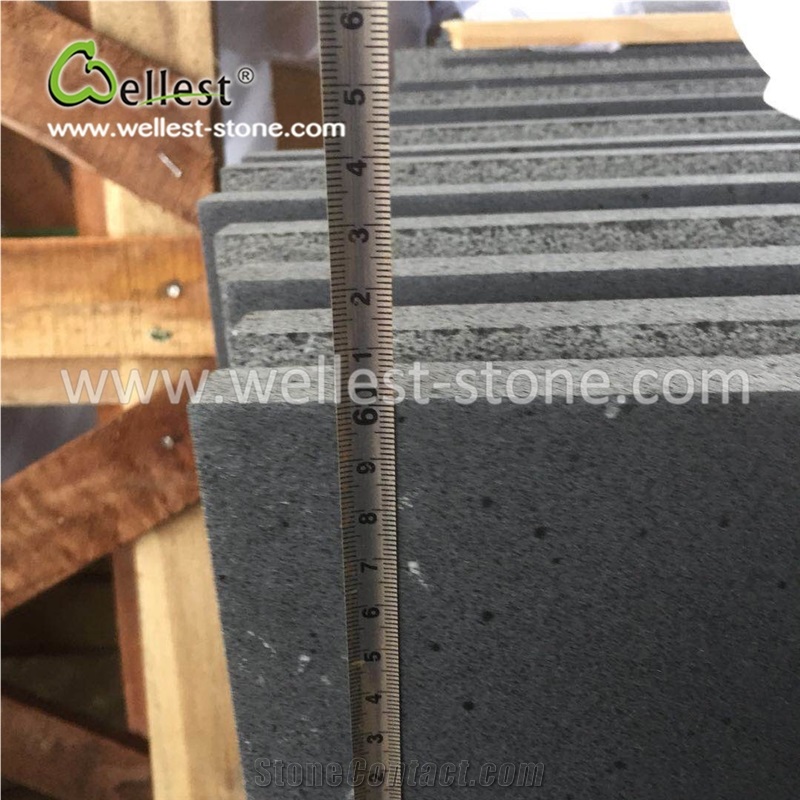 Black Dark Grey Honed Basalt Flooring Tile for Holtel Office Tower