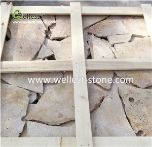 Coffee Travertine Loose Stone for Wall and Floor Paving Exterior Tile