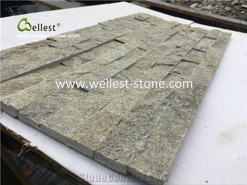 Natural Stone Green Quartzite Feature Wall Stacked Stone Culture Stone