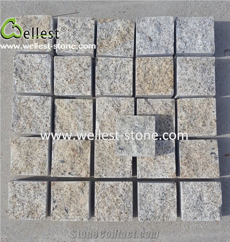 Rusty Granite Cube Stone Cobble Stone Paving Floor Covering Driveway