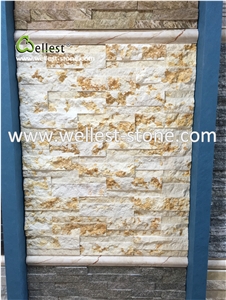 Yellow Marble Stacked Stone Veneer Ledge Stone for Exterior Wall