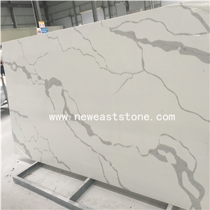 Factory Directly Largest Size Calacatta White Quartz Stone Slab Price
