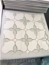Italy Bianco Carrara White Thassos Glass Polished Marble Mosaic,Tiles