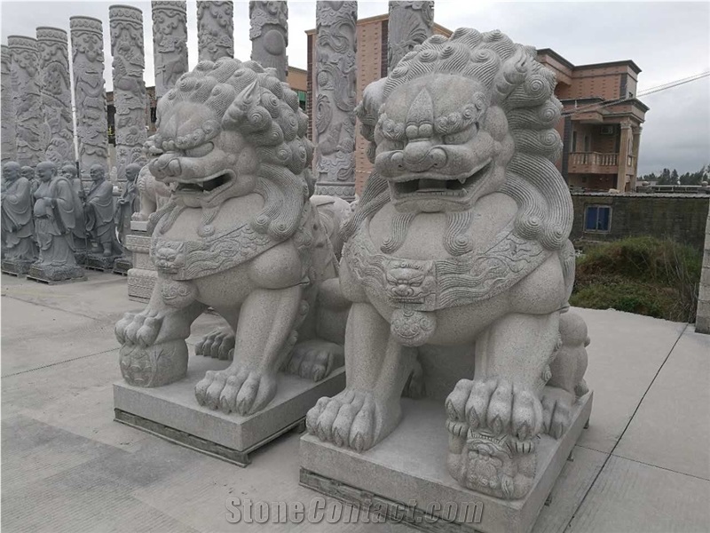China Factory Granite Lion Sculptures Garden Stone Carvings