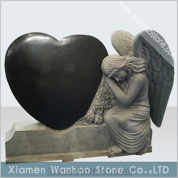 China Granite Monument&Tombstone Headstone with Angels Hearts