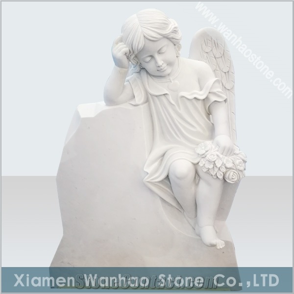 China White Marble Angel Monument&Tombstone,Granite Headstone