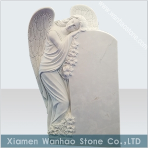 China White Marble Angel Monument&Tombstone,Headstone with Sculptures