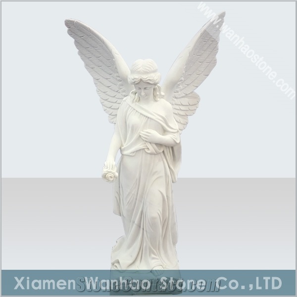 China White Marble Angel Monument&Tombstone Headstone with Sculptures