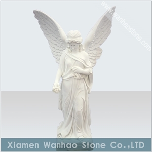 China White Marble Angel Monument&Tombstone Headstone with Sculptures
