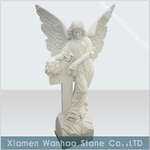China White Marble Angel Tombstone&Monument Sculptures