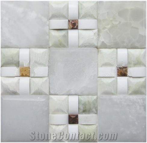 White Marble Floor/Wall Mosaic Tile,Nature Jade Mosaic Tile