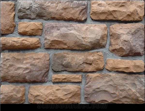 Yellow Artificial Cultured Stone, Wall Cladding Tile, Stacked Stone
