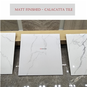 Bathroom Floor Design Matt Finished White Calacatta Marble Look Porcelain Tile