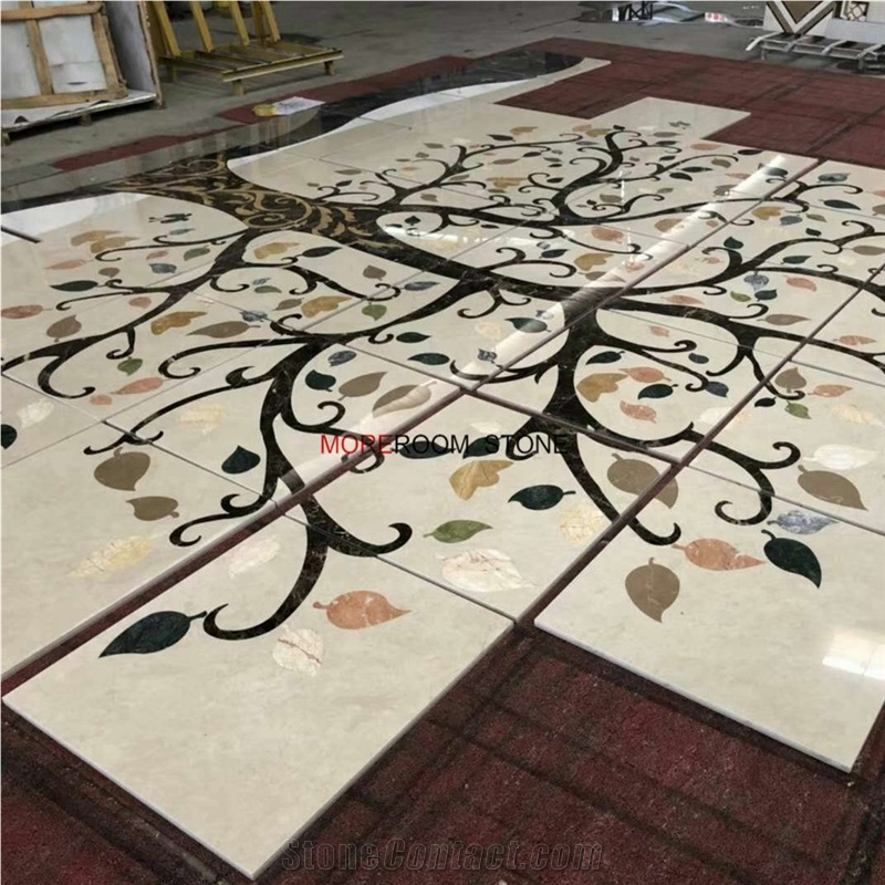 Customized Tree Shape Waterjet Floor and Wall Marble Medallions
