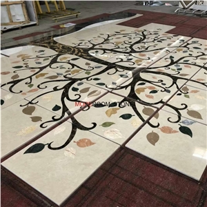 Customized Tree Shape Waterjet Floor and Wall Marble Medallions