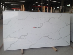 Wholesale Kichen Countertop Design Calacatta Marble Look White Quartz Stone