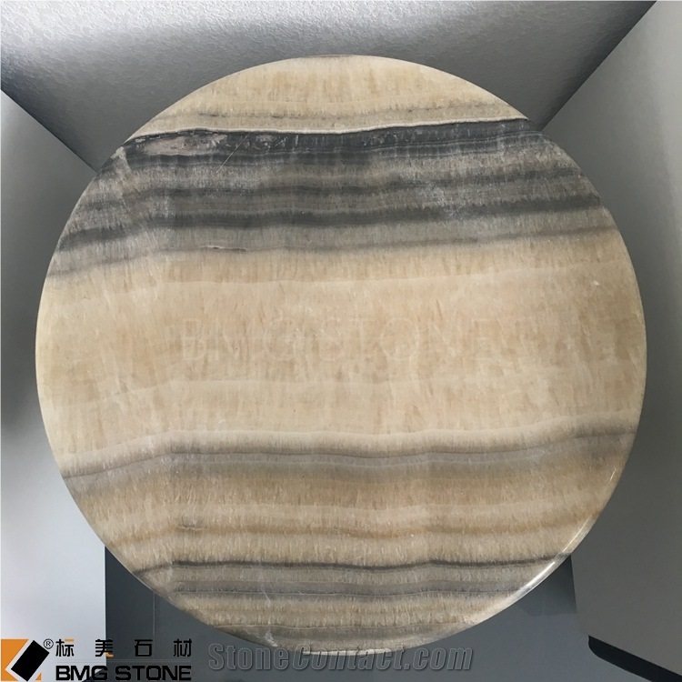 Tiger Onyx Table Sets, Brown Vein Onyx Table Tops, Round Stone Table