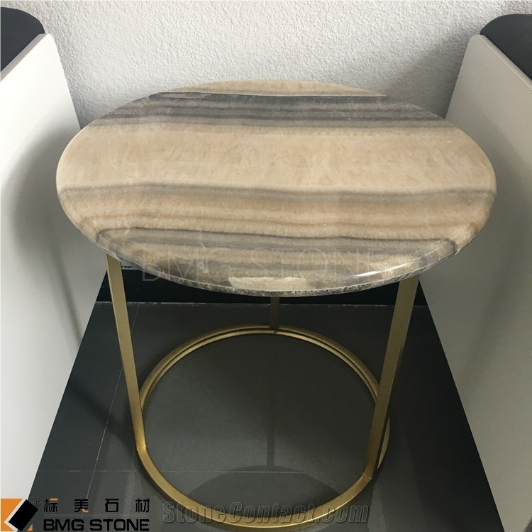 Tiger Onyx Table Sets, Brown Vein Onyx Table Tops, Round Stone Table