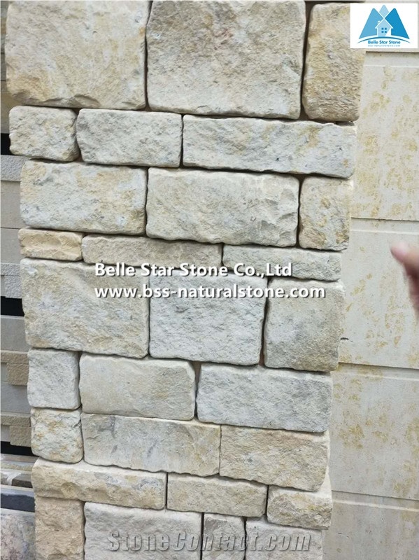 Beige Limestone Ashlar Wall Cladding,Field Stone Veneer,Loose Ledge