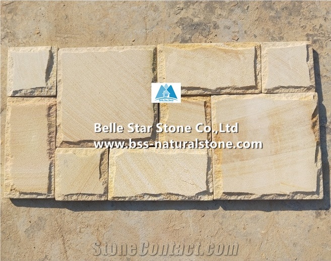 Beige Sandstone Mushroom Stone Wall Tiles,Pillar Mushroom Cladding
