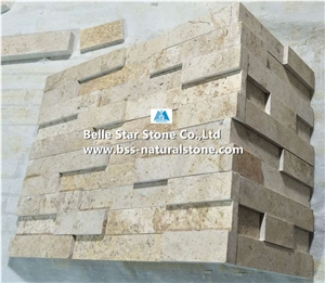 Beige Travertine 3d Ledger Stone Panels,Marble Culture Stone Veneer