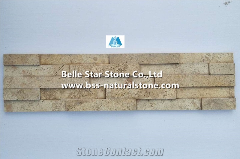 Beige Travertine 3d Ledger Stone Panels,Marble Culture Stone Veneer
