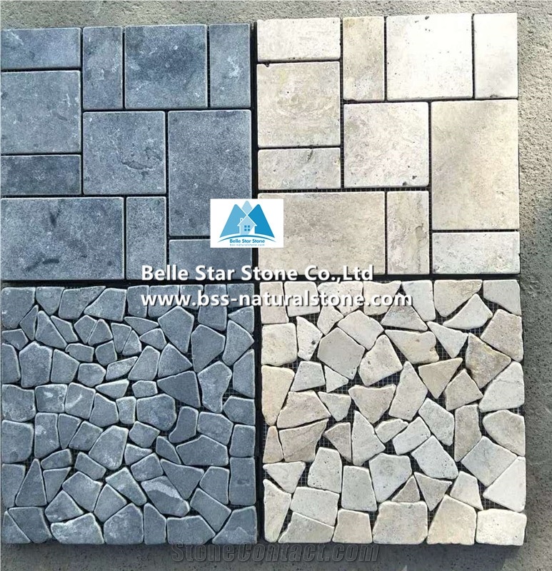 Blue Limestone Mosaic Tiles,Wall Mosaic,Floor Mosaic,Backsplash Mosaic