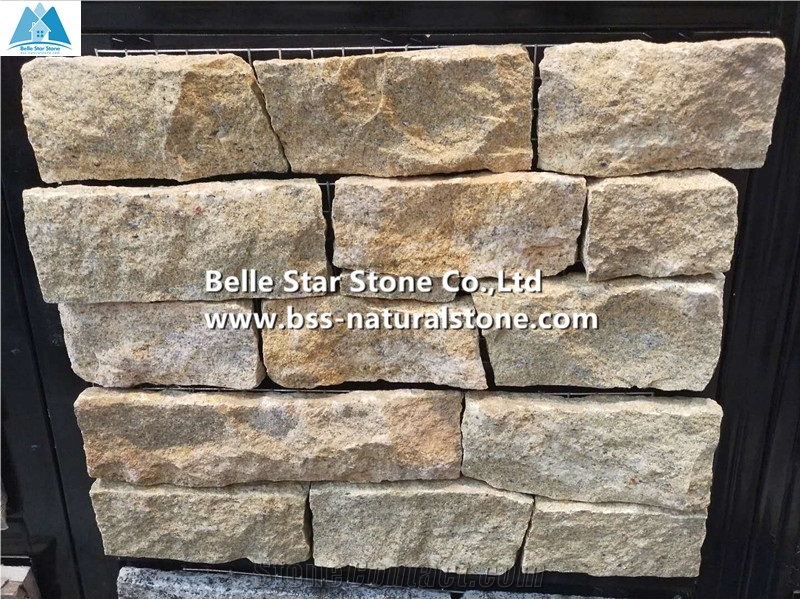 China Giallo Atlantide Ashlar Stone Veneer,Castle Rock Veneer Cladding