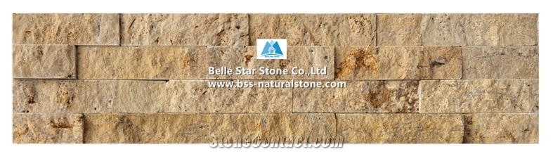 China Travertine Culture Stacked Stone,Beige Ledgestone Veneer Panels