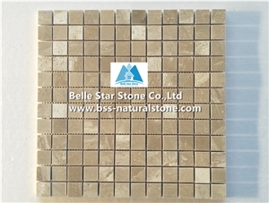 Coffee Travertine Polished Mosaic Tiles,Background Wall Mosaic