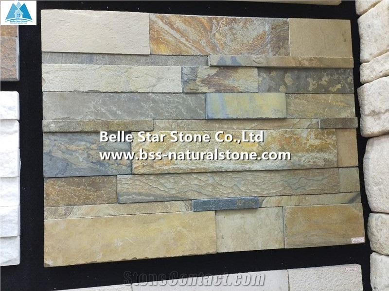 Multicolor Slate Thin Stone Veneer,Split Face Stone Panel,Stack Stone