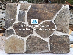 Rust Limestone Irregular Flagstones Wall,Random Crazy Flagstone Pavers
