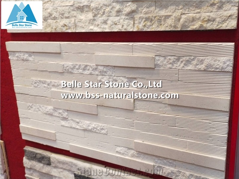 White Marble Culture Stone Veneer,Natural Stacked Stone Cladding Panel