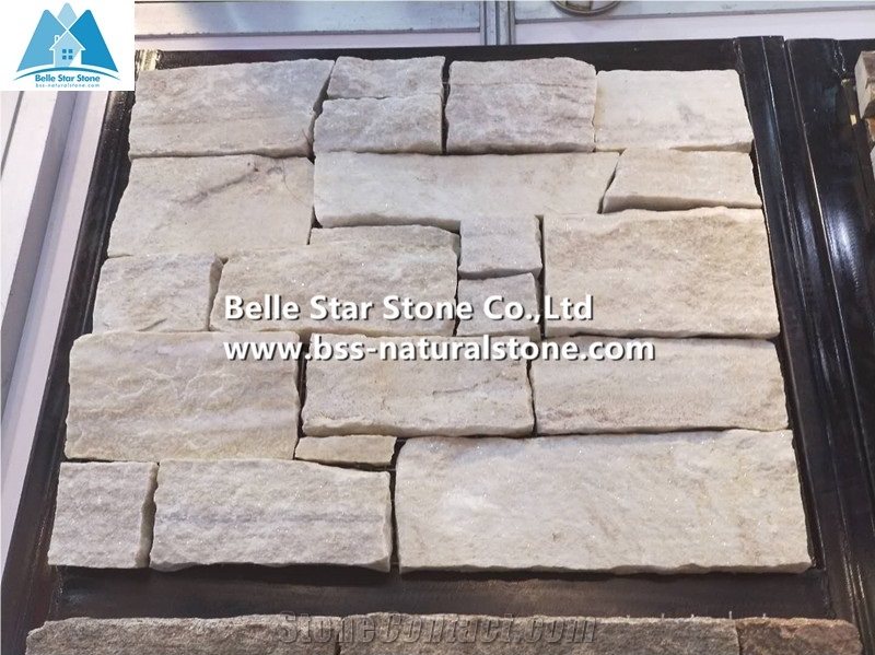 White Quartzite Ashlar Stone Veneer,Culture Wall Cladding Ledger Stone