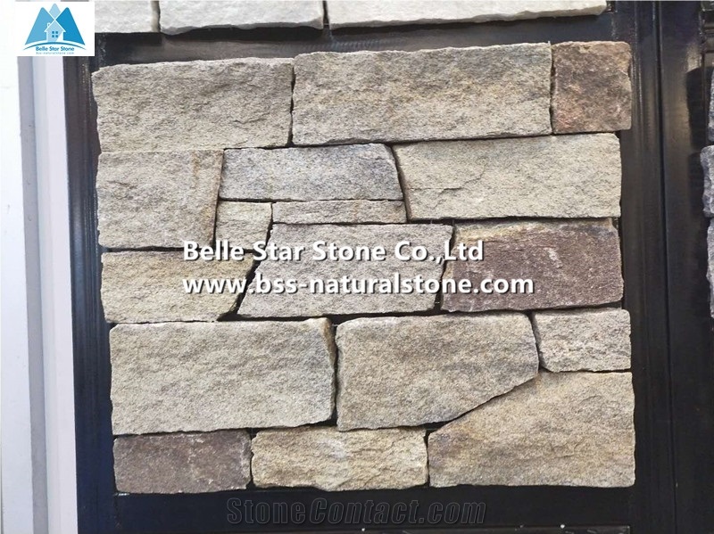 Yellow Granite Ashlar Stone Veneer,Split Face Culture Stacked Stone