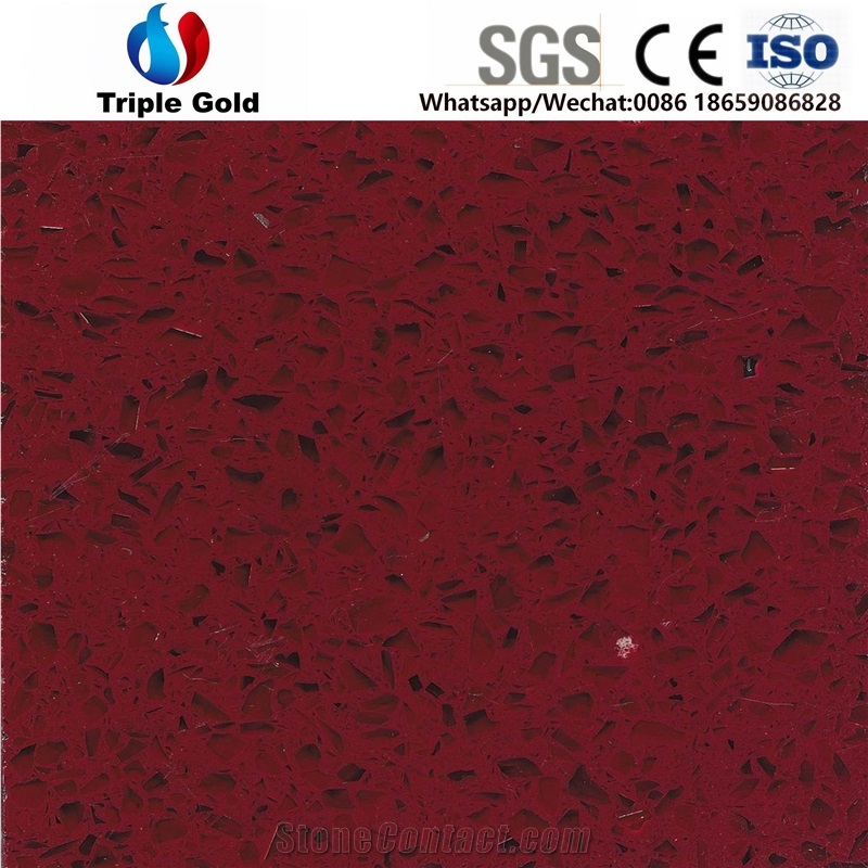 Artificial Crystal Red Quartz Engineered Slabs,Tiles for Countertop