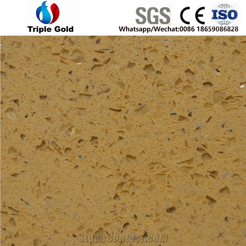 Artificial Crystal Yellow Quartz Engineered Slabs,Tiles for Countertop