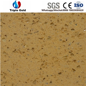 Artificial Crystal Yellow Quartz Engineered Slabs,Tiles for Countertop