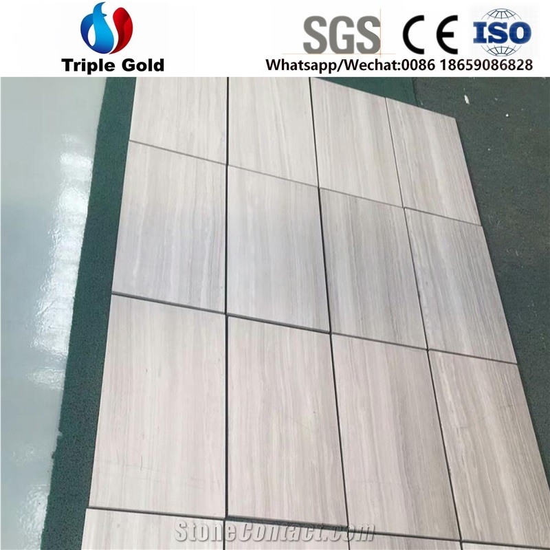 White Guizhou Wood Vein Marble Serpeggiante Chenille Grain Floor Tiles