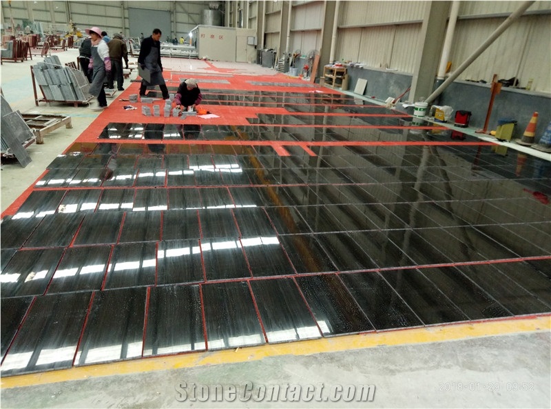 China Black Wooden Vein Marble Cut to Size, Polished Surface Offering