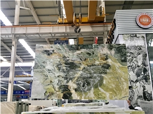 China Marble Dreaming Green Yellow&Green Polished Slabs Laxury Stone