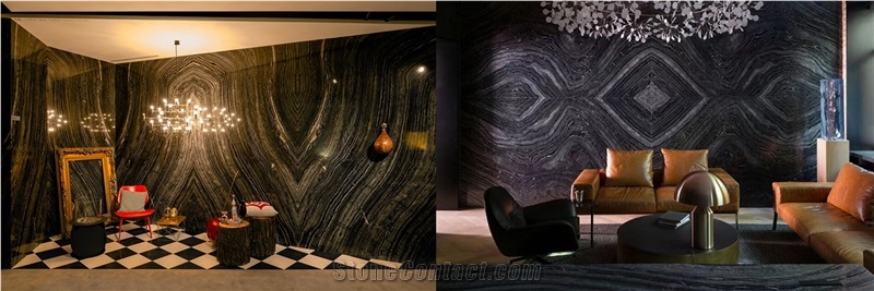 Silver Wave/Zebra Black/ Leather Brushed Finished Marble Tiles & Slabs