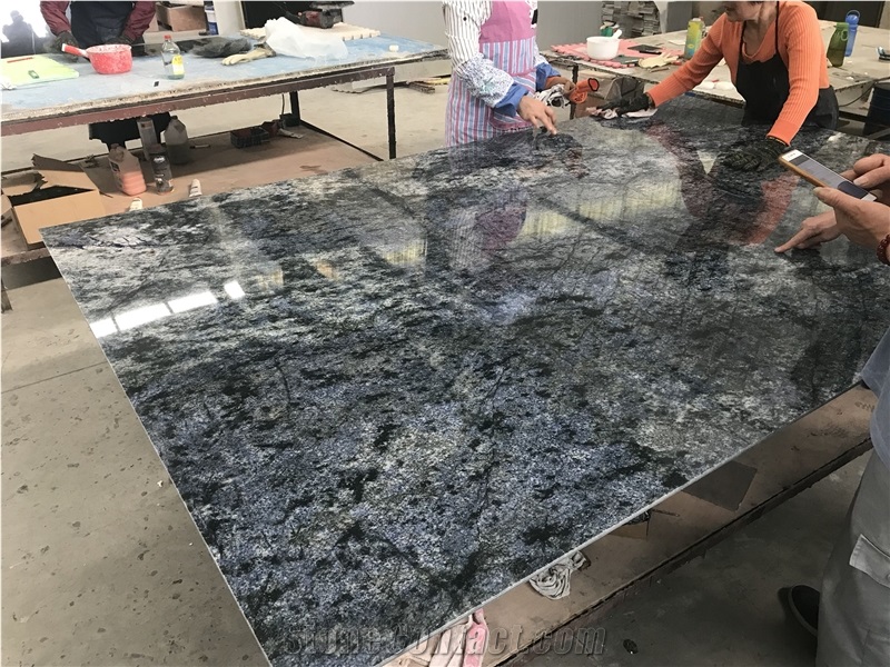 Blue Granite Looks Big Quartz Panel 3200*1600*10mm from Moreonyx