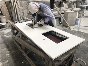 Quartz Bathroom Countertop Finished by Cnc from Fujian Very Good Price