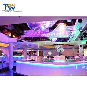 2018 Topone Furniture Acrylic Solid Surface L Shape Led Bar Counter