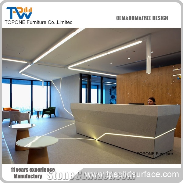 Artificial Marble Stone Front Desk Design for Office, Reception Furniture