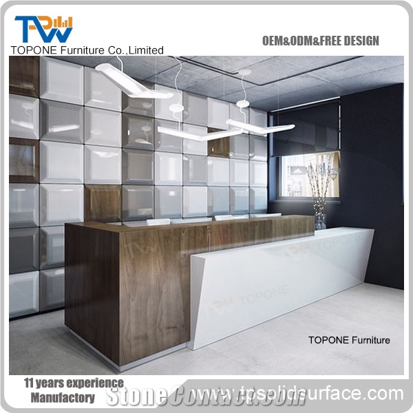 Design Diamond Shape Office Reception Desk,Acrylic Solid Surface